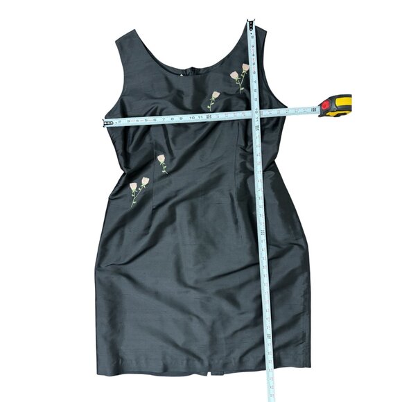Rena Rowan 100% Silk Womens Dress Plus Size 20W Black Sleeveless Embroidered - Picture 9 of 9